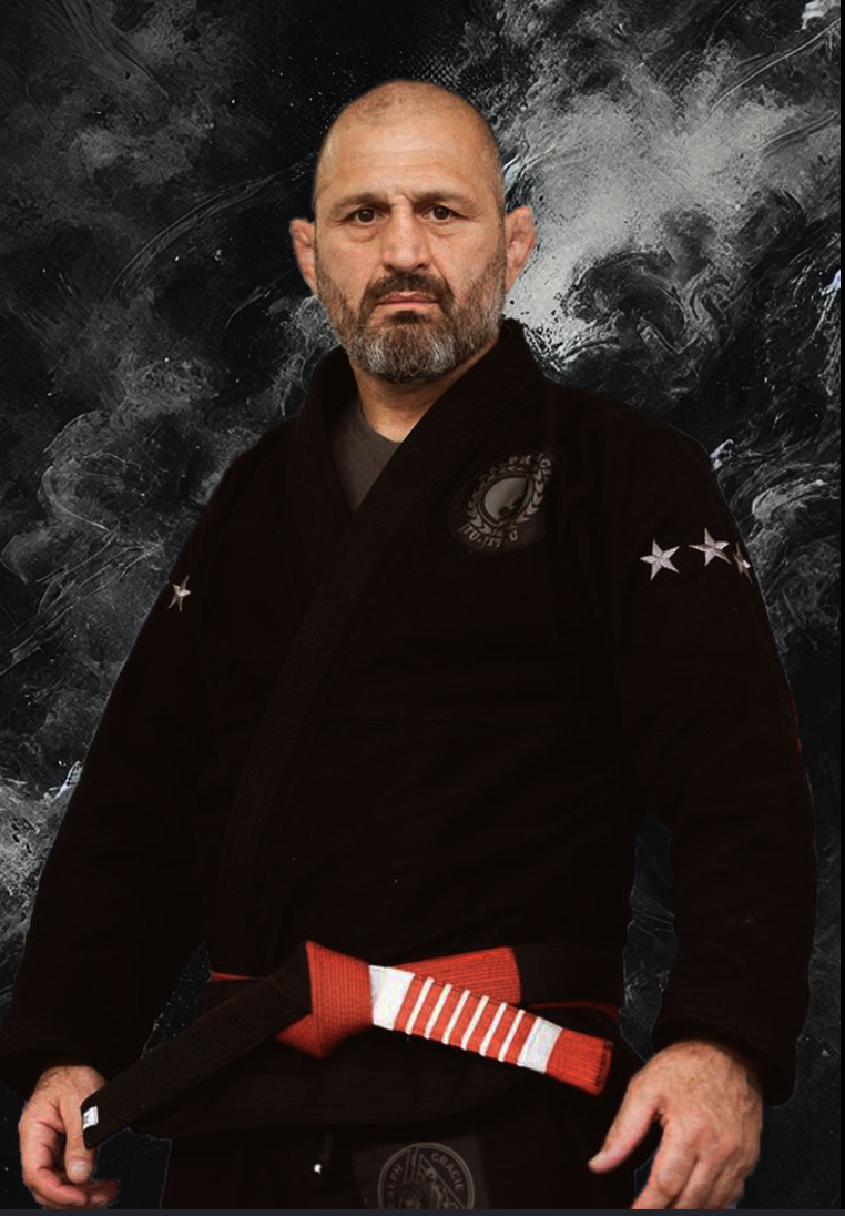 Ralph Gracie de kimono preto com faixa coral
